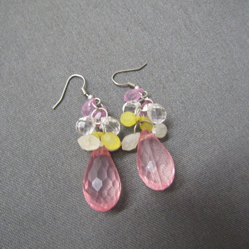 Dangle Drop Earring Womens Fashion Silver Tone Colorfull Boho Chic - Picture 3 of 6